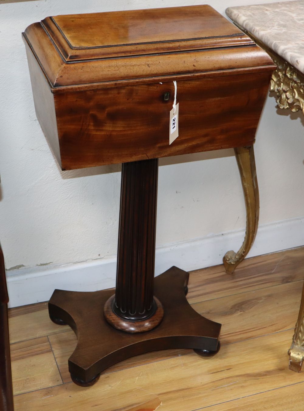 A Victorian mahogany teapoy, W.42cm